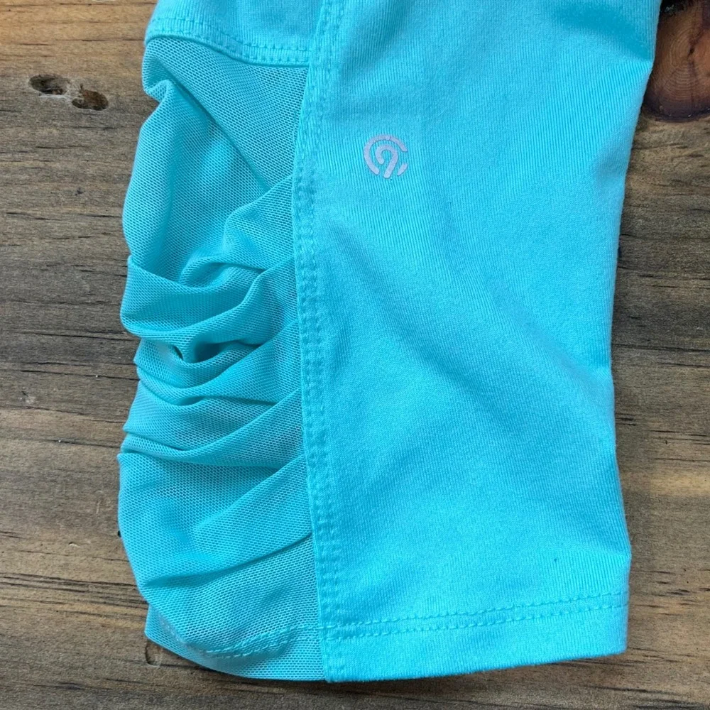 Champion‎ Girls Aqua Blue Ruched Capri Leggings Youth M 7-8 Athletic Workout